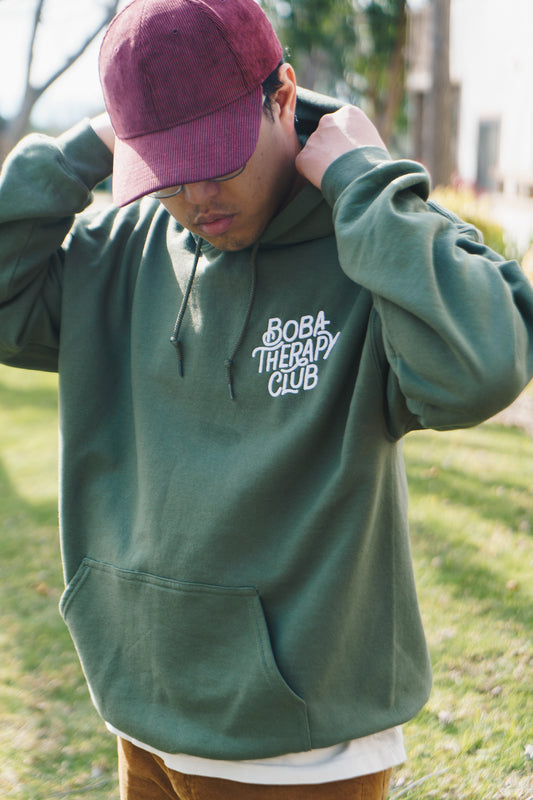 Boba Therapy Club Embroidered Hoodie (Matcha)