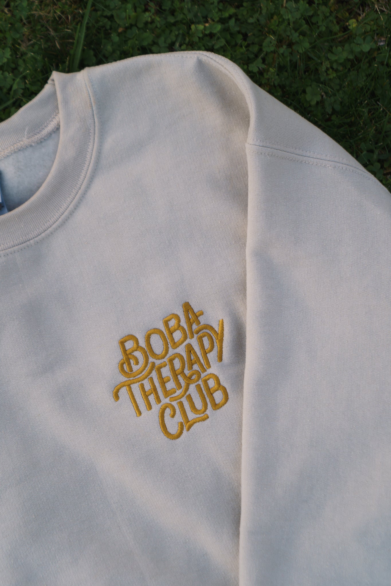 Boba Therapy Club Embroidered Crewneck (Roasted Oolong)